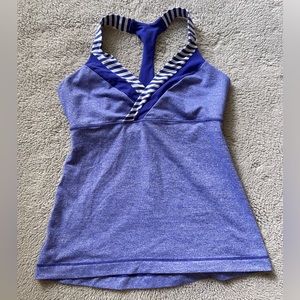 Lululemon Deep Breath V Wrap Neck Line Striped Accent Tank Top